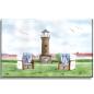 Preview: Leinwand 40 x 30 cm Keilrahmen Canvas-Leinen Aquarell Maritim Kunst Druck Kunstdruck Nordsee Juist Leuchtturm Insel